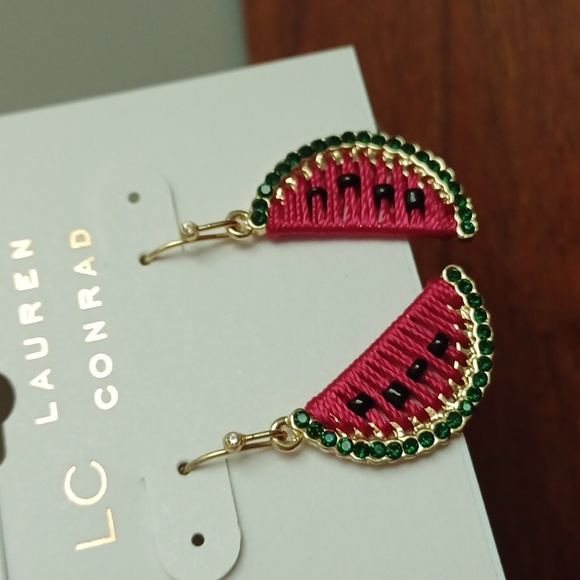 LC Lauren Conrad Gold Tone Threaded Watermelon Drop Earrings - Picture 3 of 5